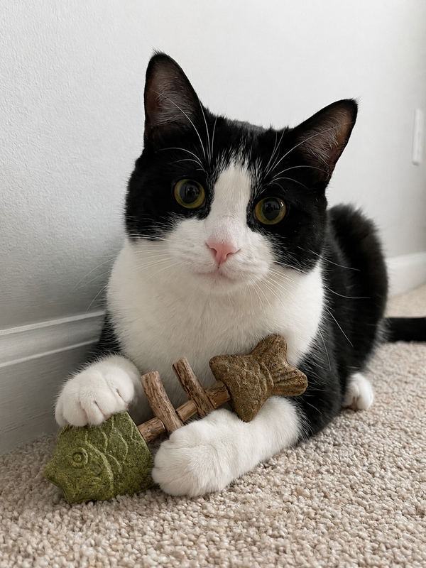 Cat with toy