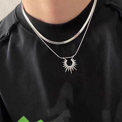 Double-Layer Sunflower Snake Chain Necklace