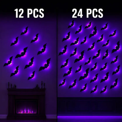 Halloween LED Light-Up Bats Decoration - 3D Black Bats for Wall & Ceiling - Perfect for Spooky Home Decor
